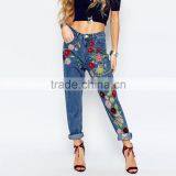 Ladies Jeans Top Design Women Embroidered Jeans Denim Hot Sale thumbnail-1