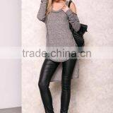 Custom Made Brand Women Halter Cold Shoulder Sexy Sweaters For Party Charcoal Long Loose Tops thumbnail-2