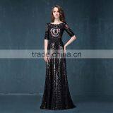 MGOO Wholesale Cheap Price Elegant Chiffon Evening Dresses Long Black Beaded Wedding Party Vestidos 2064 thumbnail-3