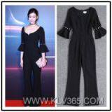 European Style Women Elegant Flared Sleeve Long Jumpsuit Pants thumbnail-1