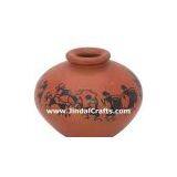 Terracotta Vase Hand Made Warli Painted Decorative Art thumbnail-1