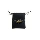 Black Velvet Drawstring Bag With Hot Stamped Logo 80 * 120mm