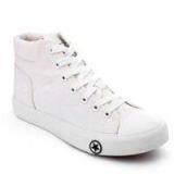 White All Match Women\'\'s Retro High Cut Canvas Lace Up Sneakers