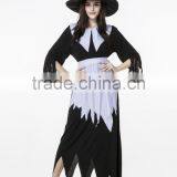 White and Black Irregular Long Witch Costume Cosplay Dress for Halloween Costumes thumbnail-2