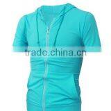 Wholesale Cheap Price Unisex Short Sleeve Full Zip up Two Tone Hoodie With Customized Logo thumbnail-2