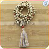 XP-PN-1475 Yiwu Wholesale Wood Mala Beads Necklace Wooden Beads Tassel Necklace thumbnail-2