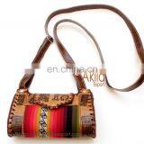 Handmade Embossed Leather Handbag With Aguayo Blanket thumbnail-3