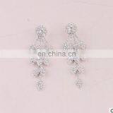 Vintage Long Silver Earrings for Women Crystal Leaf Wedding Earrings for Brides Big Party Earrings thumbnail-5