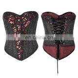 Gothic Adjustable Flower Printed Overbust Corset thumbnail-5