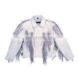 KIDS COLLECTION LEATHER JACKETS BON JOVI STYLE WHITE COLOR