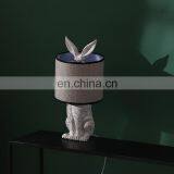 Unique Indoor Lighting Rabbit Animal Resin Base Cheap Modern Grey Table Lamps for Bedroom thumbnail-5