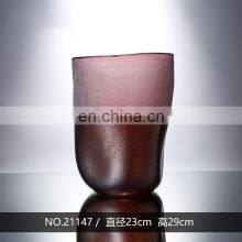 Nordic Home Decor Creative Luxury Red Cylinder Vase Flower Glass Set Wholesale thumbnail-3