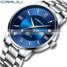 Crrju 2175 Branded Quartz 2020 Wrist Watches for Men Calendar Luxury Steel Water Resistant Crrju Men Watches