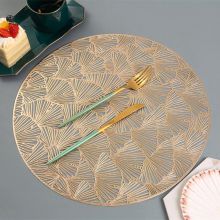 Eco-Friendly Stocked Customized Gold Silver Colored PVC Table Place Mat With Leaf Design