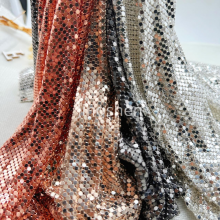 Trendy Metallic Sequined Bubblegum Pink Metallic Mesh Fabric, Suitable for Chainmail Dresses and Bags. thumbnail-1