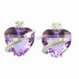 Woman Heart-shaped Zircon Purple Silver Earring thumbnail-1
