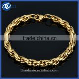 Latest Fashion Stainless Steel Gold Plated High Polished Curb Chain Bracelet for Men Women