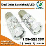 1157 BAY15D C.R.E.E 50W Dual Color Switchback Front Turn Signal LED Bulb