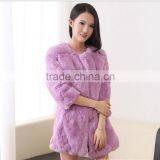 Lady's Rex Rabbit Jacket / Sex White Real Rex Rabbit Fur Coat thumbnail-6