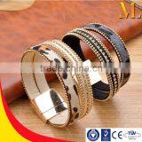 MBRL28 Quality Leopard Pubescence Leather Alloy Small Beads Leather Bracelets With Magnetic Clasp thumbnail-1