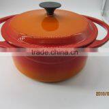 Enamel Coated Cast Iron Casserole With Long Handle , Cast Iron Cookwares, Cast Iron Dutch Oven, Cast Iron Pots thumbnail-1