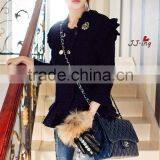 Hand Made Sheepskin Leather Gloves With Raccoon Fur Korea Style With Crystal Dimond thumbnail-3