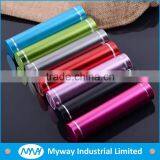 High Quality Metal Round Tube Battery Charger / Mobile Power Bank 2600mah / Portable Power Supply for Cellphone