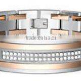 Fashion Men Gold Titanium Bracelets Wholesale Textured Stainless Steel Bracelets & Bangle thumbnail-2