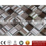IMARK Wood Texture Brown Color Mix Painting Crystal Glass Mosaic Tile For Kitchen/Bathroom Wall Decoration