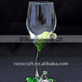 Pewter Base and Stem With Enamel Color Decoration Wine Glass thumbnail-1
