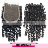 Wholesale Stock 4x4 Brazilian Virgin Hair Baby Curly Lace Closures Human Hair Weave Lace Closures