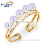 5.5-6mm AAA white natural akoya 14K gold pearl ring, pearl ring finger, pearl ring resizable