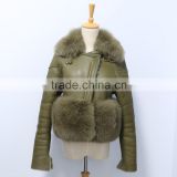 New arrival genuine leather jacket for women with fox fur