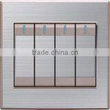 High Quality Stainless Steel 4 Gang 1way Push Button Electrical Wall Switch
