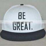 Guangzhou Hat Factory Professional Custom 100% Cotton / 6 Panel/white and Black/black Embroidery Logo/flat Brim Hat