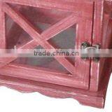 Red Color Wood Lantern Cross Frame Iron Top thumbnail-6