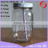 New Products Custom Made Embossed Logo Glass Mason Jar thumbnail-6