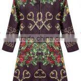 Light Blue Big Lips Print Long Sleeve Silk Dress New Ladies Dress thumbnail-5