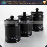 High Quality 3pcs Black Color Tea Coffee Sugar Storage Jars Canisters Ceramic thumbnail-1