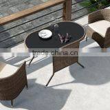 Brown Rattan Table With Chair, Outdoor Aluminum Chair thumbnail-1