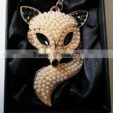 Wholesale Decorative Pearls Jewelled Fox Lowrie Design Metal Alloy Key Chain thumbnail-2