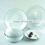 5pcs White Porcelain Dinner Set With Green Rim Stock,dinnerware Sets thumbnail-1
