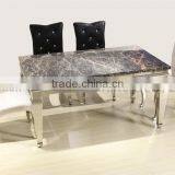 Marble Top Table With Stainless Steel Frame for Dining Room thumbnail-3