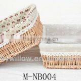 Wicker Storage Basket With Liner& Willow Food / Bread Basket thumbnail-1