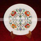 Marble Flower Inlay Plate Antique Marble Inlay Plate thumbnail-1
