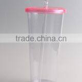 Single Wall Clear Transparent 16oz Plastic Tumbler With Straw And Lids thumbnail-6