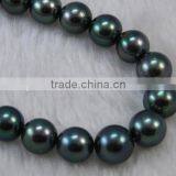 2016 Fashion 9-10mm Peacock Round Tahitian Pearl Strand thumbnail-3