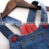Polka Dot Belt Cartoon Cat Denim Dress thumbnail-4