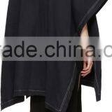 Newest Winter Women Dark Navy Oversized Cape Coat Made in China thumbnail-4