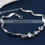 925 Sterling Silver Charms Fashion Design Zircon Twisted Bracelet thumbnail-2